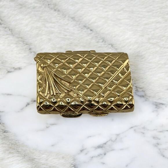 Vintage Estee Lauder Private Collections Quilted Purse Solid Perfume Compact - Picture 1 of 9